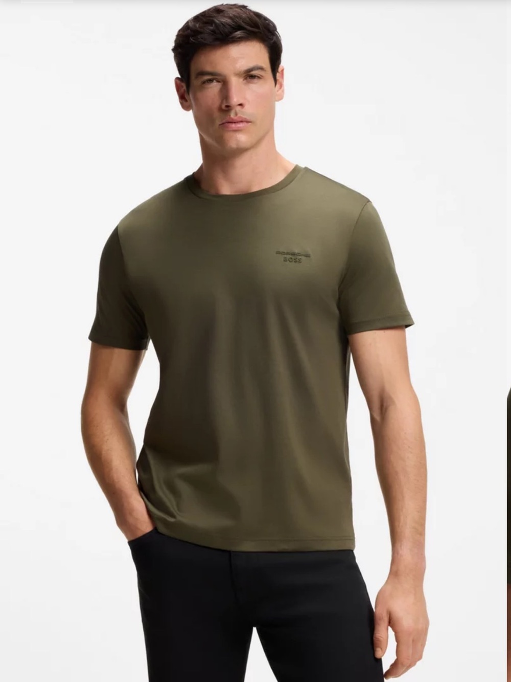 BOSS PORSCHE X MERCERIZED-COTTON T-SHIRT WITH REFLECTIVE BRANDING SIZE L NWT